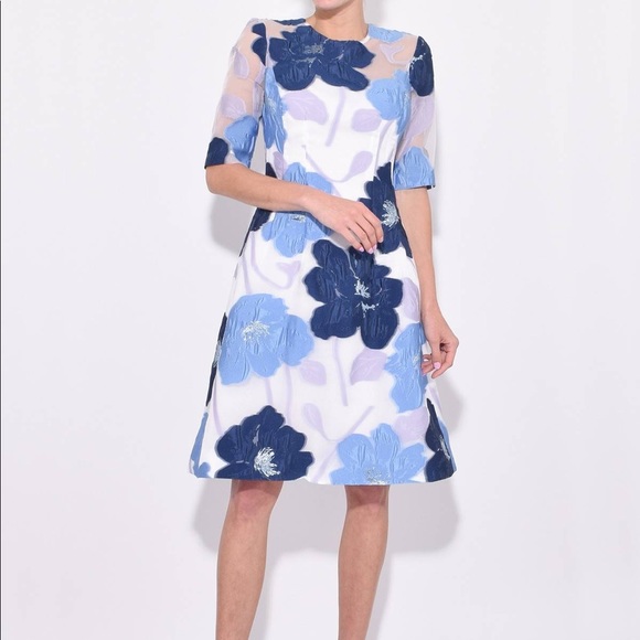 Lela Rose Dresses & Skirts - Lela Rose Holly Elbow Sleeve Dress in Sky Multi